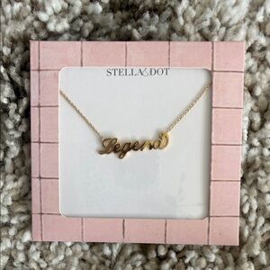 Stella & Dot Gold Legend Script Necklace